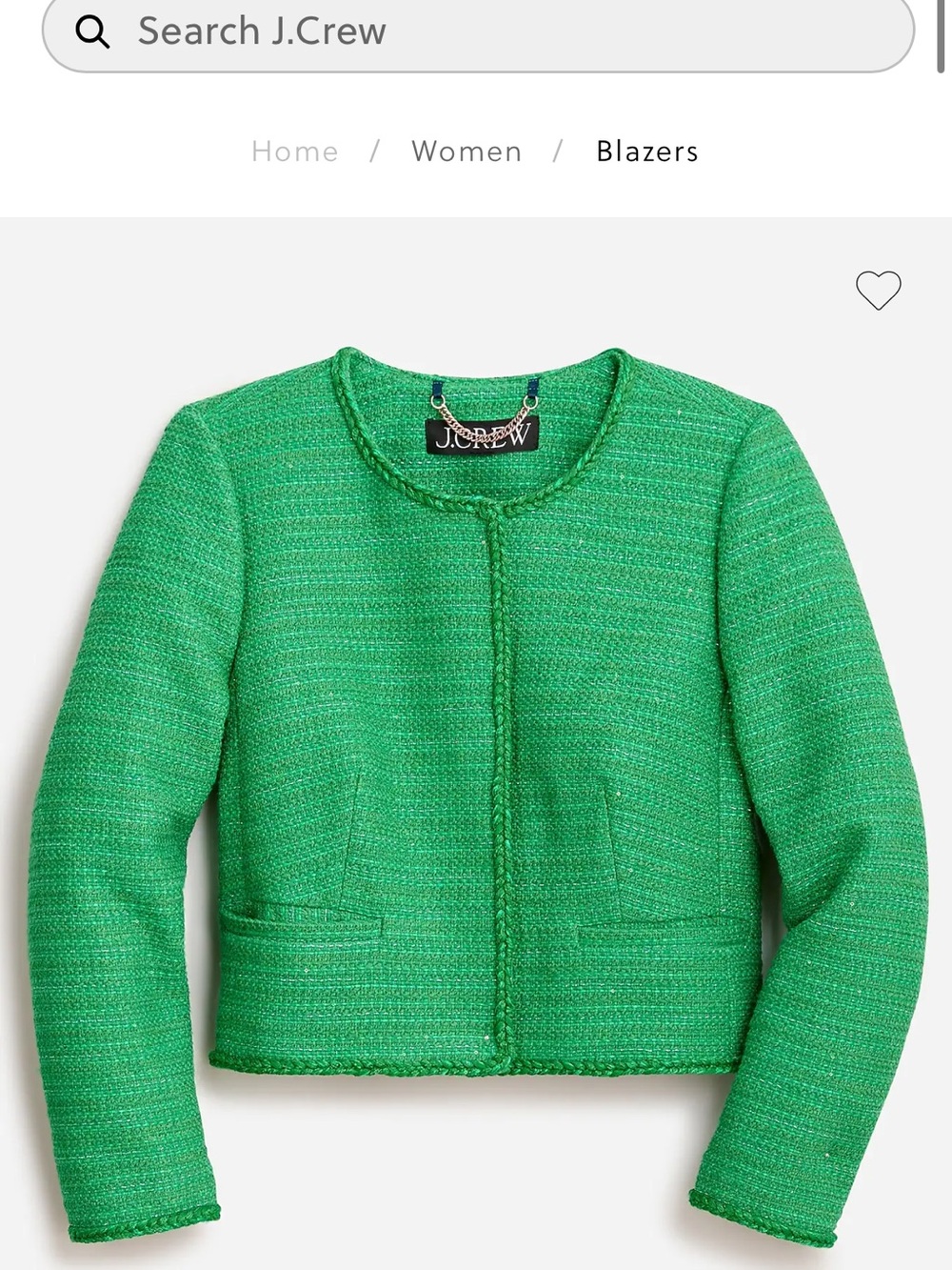 J.Crew Louisa Lady Jacket Green Sequin Tweed Gold Buttons 6 BR725